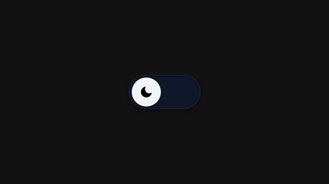 Toggle switch animation with a sleek dark mode and light mode user interface control button for digital interaction video motion