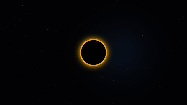 Solar eclipse animation showing the moon passing across the glowing sun in deep space for this cinematic motion clip