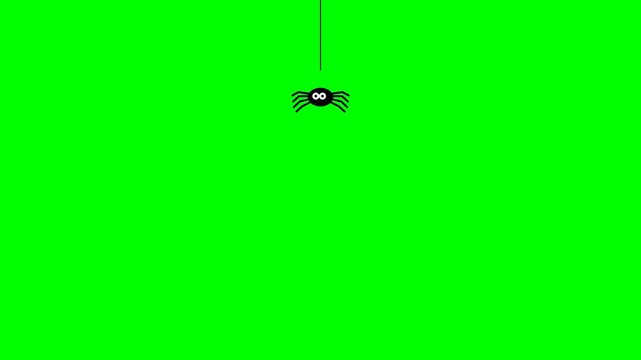 Small cute cartoon spider hangs from a single thread in this minimalist digital motion video clip for creative projects
