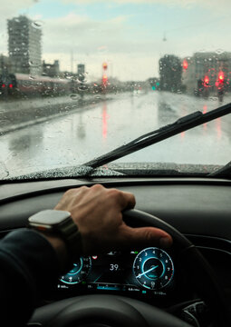 Driving Through the City Rain
