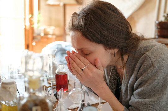 Perfumer evaluating a fragrance during the scent development process