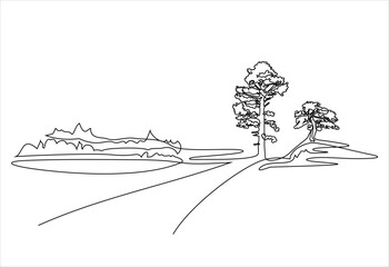 Obraz premium continuous one line drawing of nature tree vector illustration