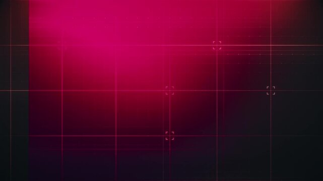 Vivid magenta pink and red digital grid background with focus brackets as a seamless loop, ideal for fashion tech and retail AR interfaces