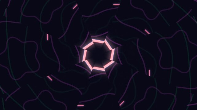 Abstract Geometric Shapes Animation, Kaleidoscopic Pattern, Dark Background
