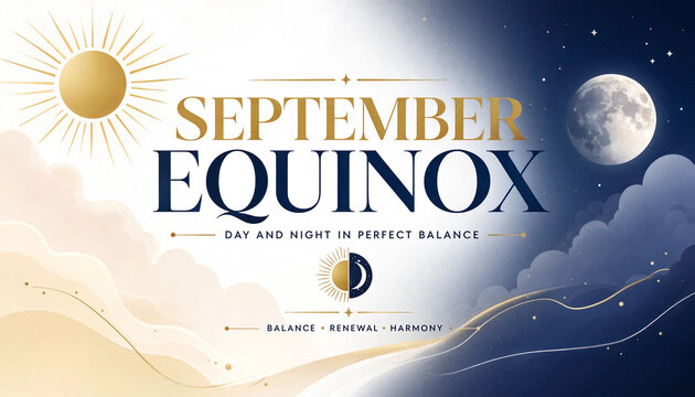 September equinox celestial event graphic with sun moon and stars september celestial