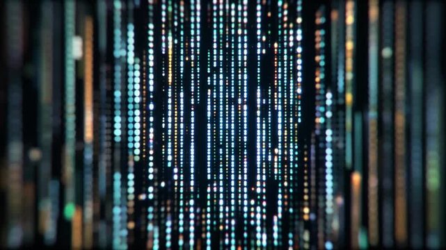 Digital matrix light streams flowing downwards in this abstract motion video clip for modern background technology