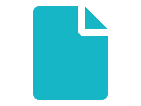 Simple document icon or file symbol, flat vector illustration of a paper sheet