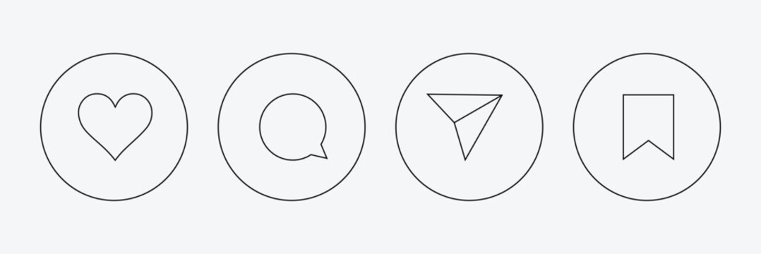 Instagram icons. like, comment, share, save. vector illustration isolated on white background . Vector Illustration . EPS 10 .