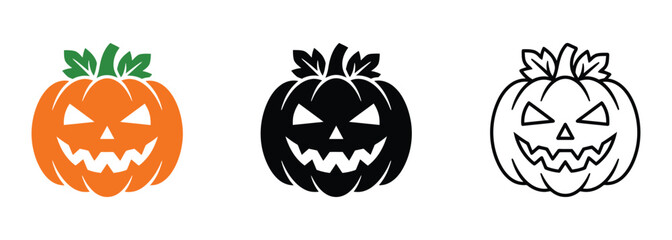 Obraz premium Set of three spooky halloween pumpkin icons