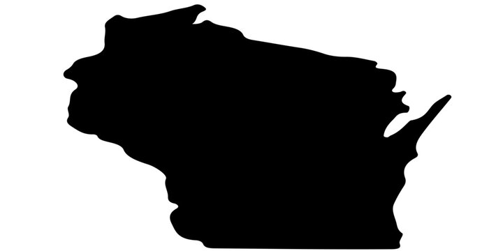 Black map of Wisconsin isolated on white background. Vector illustration