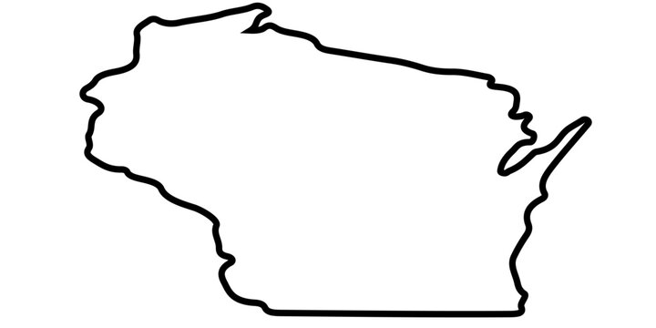 Black map of Wisconsin isolated on white background. Vector illustration