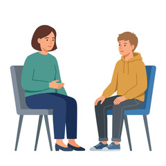 Obraz premium Mental Health Counseling Session between a Professional Therapist and a Young Male Patient