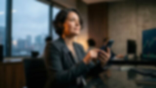 Blurred defocused office workplace professional background with soft bokeh and copy space for text