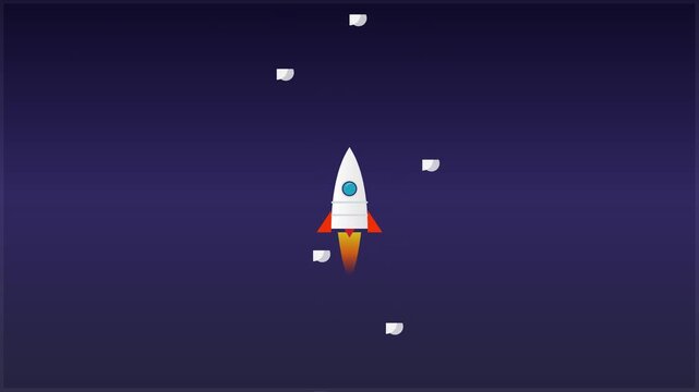 transportation rocket launch icon with vibrant exhaust trails