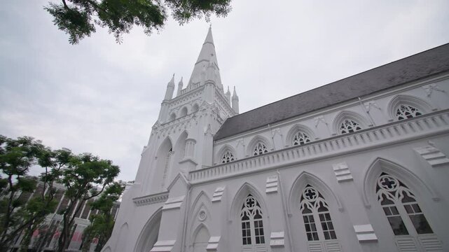 Historic Saint Andrews Cathedral showcasing elegant Anglican architecture in the heart of Singapore with beautiful cityscape and cultural tourism across Asia