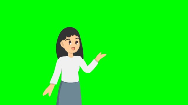 1080p HD green screen animation of a friendly high school student explaining with natural gestures. Perfect for education, e-learning, presentations, YouTube, social media, and motion graphics.