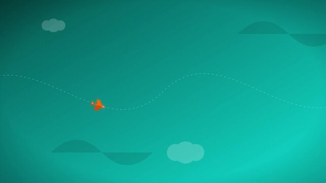 tropical teal and orange airplane vacation path