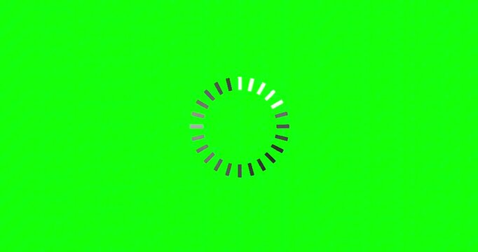 Dynamic Circular Loading Spinner Animation on Chroma Key Green Screen Background for UI Design, Web Development, and Video Overlay Elements 4k