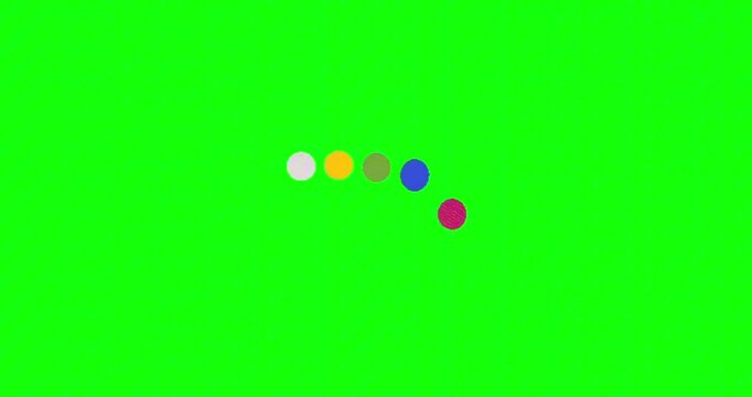 Dynamic circular loading animation featuring vibrant, multicolored dots in a continuous loop, ideal for modern digital interfaces and chroma key integration 4k