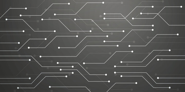Abstract Gray Technology Circuit Board Background - Futuristic Digital Connection Pattern for Web Design, Networking, and Cyber Security - High-Quality Modern Vector Graphic Wallpaper