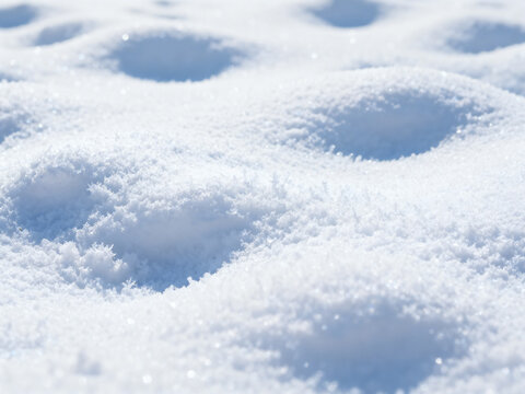 Soft close up winter snow surface with smooth powdery texture gentle dimples background for seasonal design