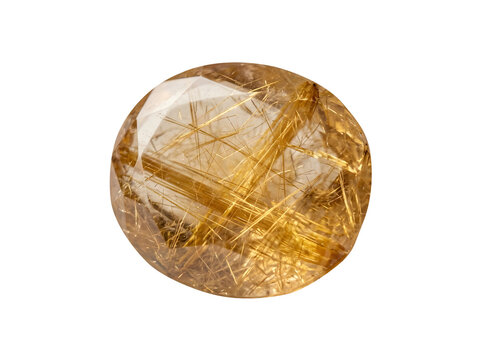 Rutilated quartz gemstone isolated on transparent background