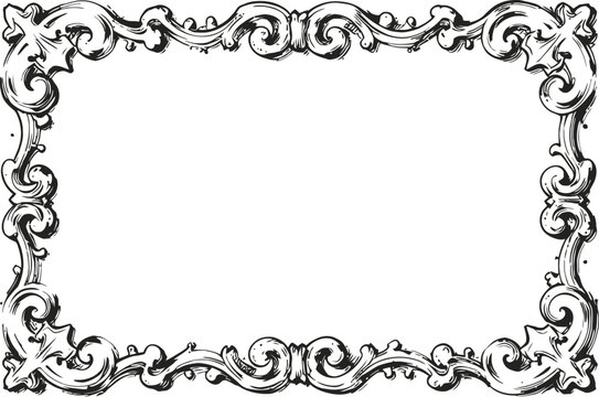 Elegant vintage ornamental frame border with floral scrolls and intricate curves