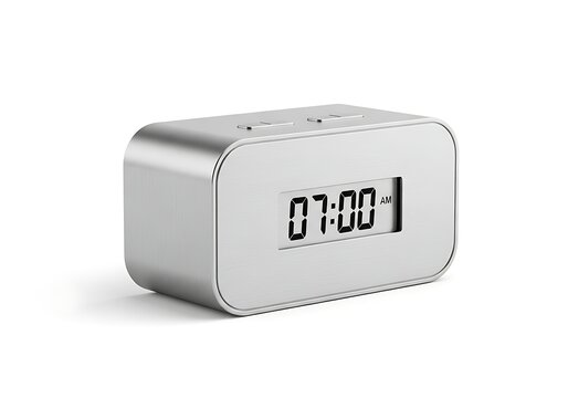 Modern digital alarm clock showing 7:00 am