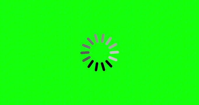 Circular loading spinner icon, indicating data processing or user waiting time, isolated on a vibrant green screen background, perfect for compositing in various digital media projects 4k