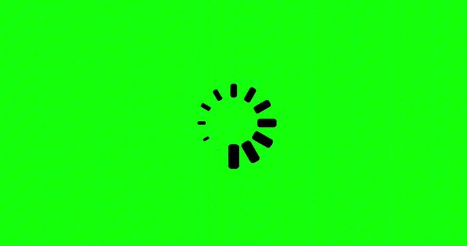 A sleek black circular loading animation icon gracefully spins on a vibrant green screen, signaling data processing and a momentary pause in the digital user experience for web and app interfaces 4k