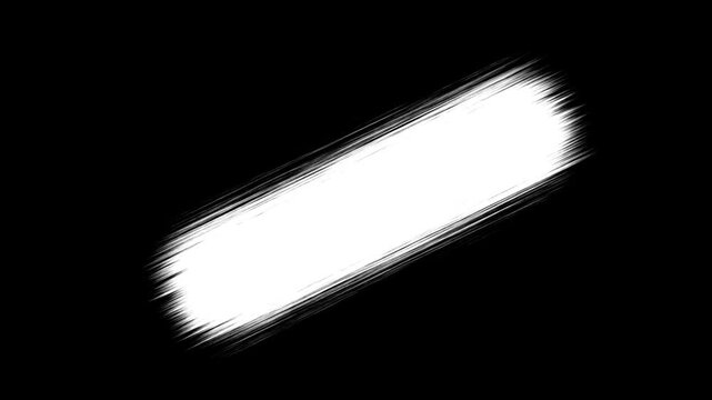 Realistic white abstract paint brush stroke animation of paint splash, white stain on black background, white line brush strokes animation footage for video effect element.4k video