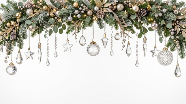 Elegant gold and crystal christmas garland festive holiday decorations for a luxurious christmas