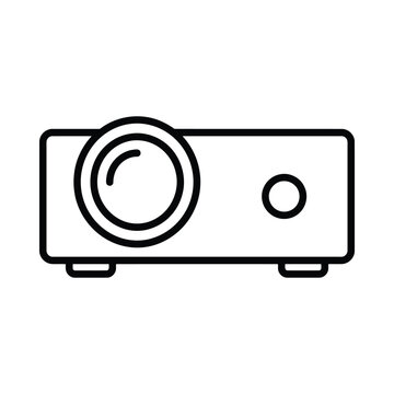 Projector icon, multimedia presentation device, cinema and meeting equipment, vector illustration