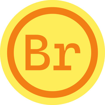 Belarusian Ruble Currency Symbol on Yellow Round Coin Icon Isolated