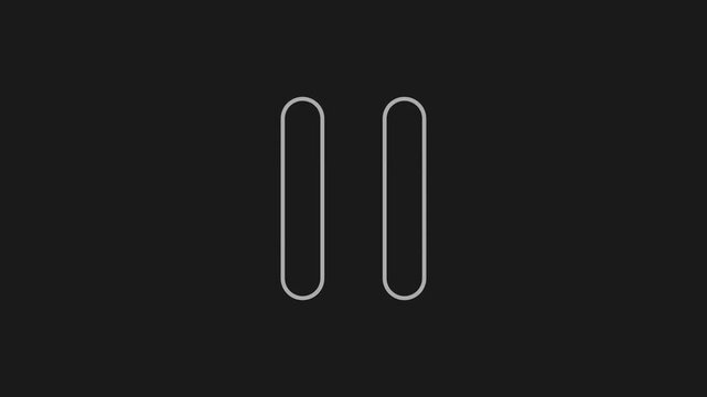 Minimalist White Line Pause Symbol Flashing on Black Background