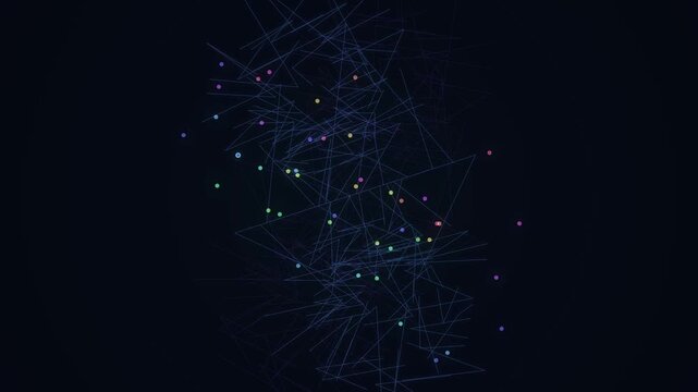 An intricate network of interconnected luminous nodes and lines forming a mesmerizing visual display that represents complex digital communication systems and innovative technological structures