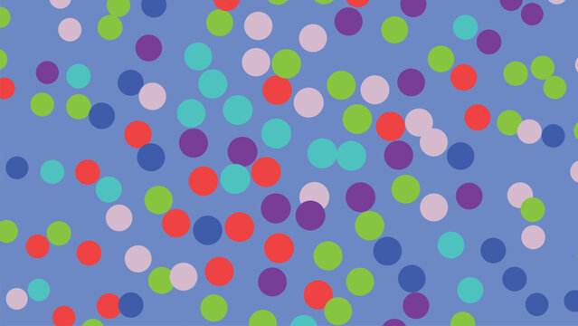 Abstract background with scattered colorful circles of various sizes set against solid light blue backdrop for playful and creative design.