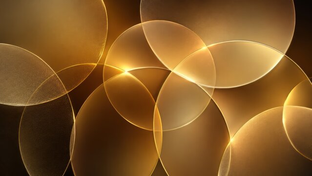 Golden abstract circles luxurious overlapping shapes for modern design