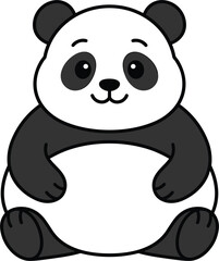 Cute chubby giant panda bear cartoon character sitting down happily isolated on white background vector illustration © MSTRAZINA