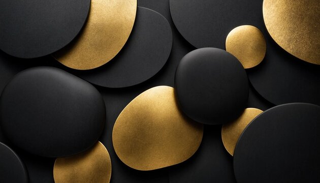 Abstract black and gold circles modern wall art and luxury design element