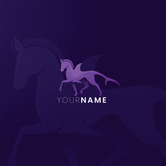 Modern Abstract Hippocampus Sea Horse Logo Template in Purple Gradient © gesang