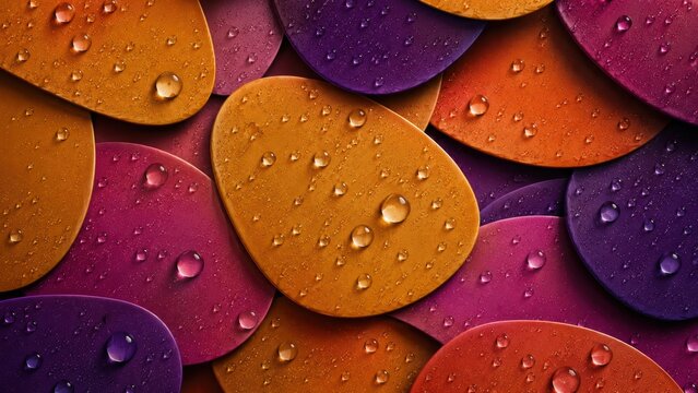 Vibrant pebble stones with water droplets colorful abstract texture