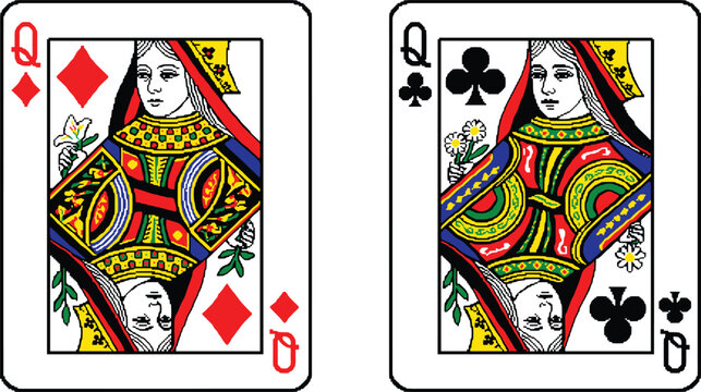 Queen Playing Cards &ndash; Detailed Vector Illustration of Court Cards