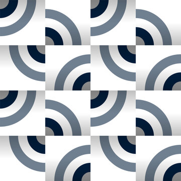 Modern seamless geometric pattern, interlocking quarter round shapes. Clean abstract design, Vector illustration