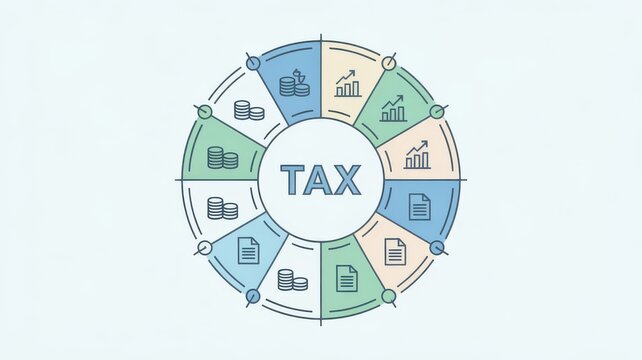 Flat Design Tax Concept with Icons Representing Financial Responsibilities