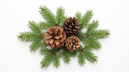 Fototapeta premium Festive christmas arrangement pine branches and pinecones for holiday decor
