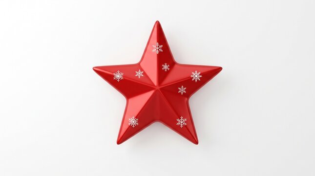 Festive red christmas star ornament with snowflakes holiday decoration