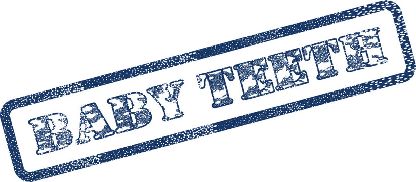 Authentic blue rubber stamp impression for important baby teeth milestone reminders