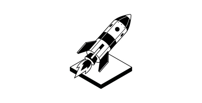 Isometric Rocket Launch Vector Illustration