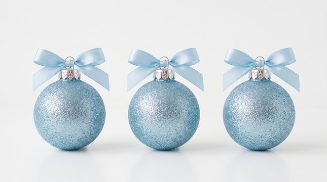 Sparkling light blue christmas ornaments festive holiday decorations for a winter wonderland